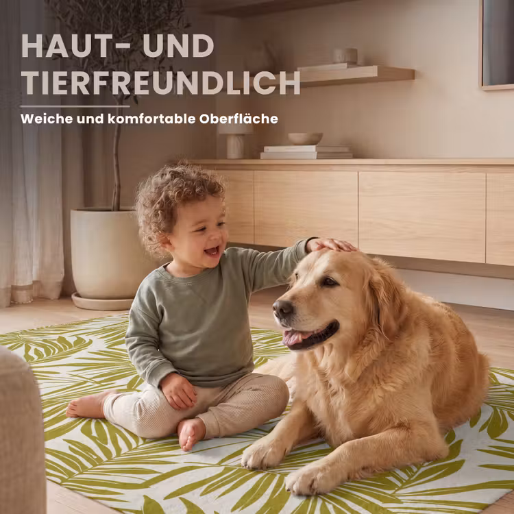 Palmblad - Patroon - Groen Vloerkleed Rechthoek klein 1091 -uniquesellingpoint_USP_zachtDE_DE