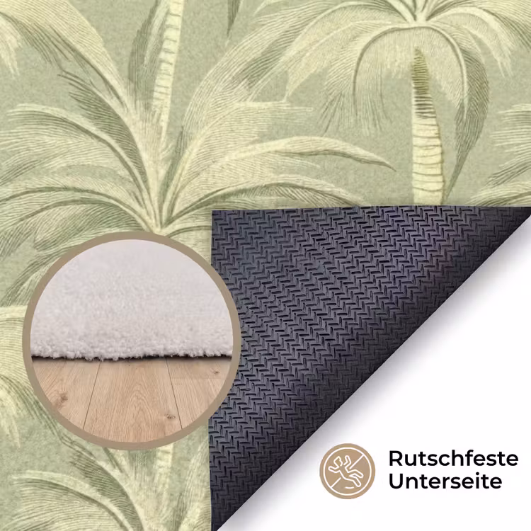 Palmwoud - Tropisch - Groen Vloerkleed Rechthoek klein 1091 -uniquesellingpoint_antislip_DE_DE