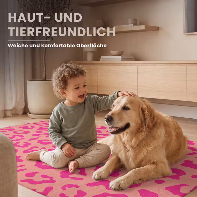 Panterprint - Roze - Dierenprint - Minimalistisch Vloerkleed Rechthoek klein -uniquesellingpoint_zacht_DE