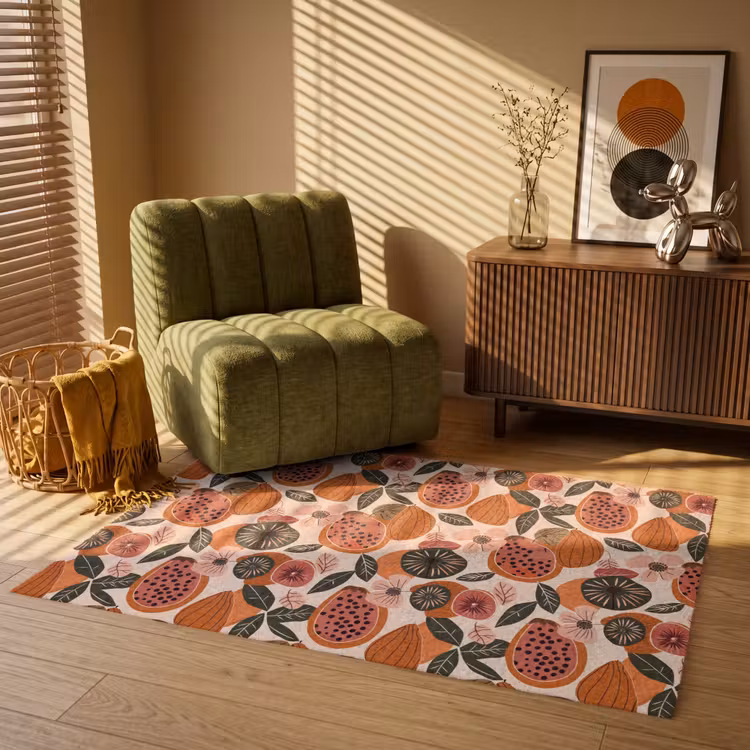 Papaja - Bloesem - Oranje Vloerkleed Rechthoek klein 1091 -atmosphere_sfeer1_global