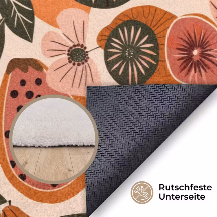 Papaja - Bloesem - Oranje Vloerkleed Rechthoek klein 1091 -uniquesellingpoint_antislip_DE_DE