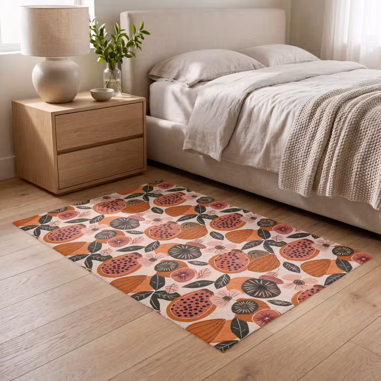 Papaja - Bloesem - Oranje Vloerkleed Rechthoek klein 1091 -atmosphere_sfeer3_global