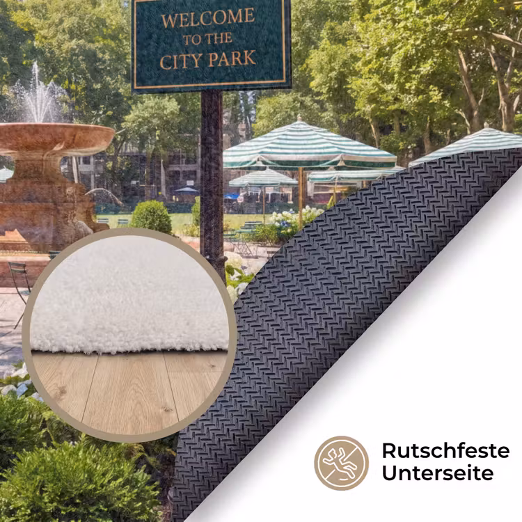 Teppich - Park – Springbrunnen – Stadt – Natur - Park - Fontein - Stad - Natuur Vloerkleed Rond klein