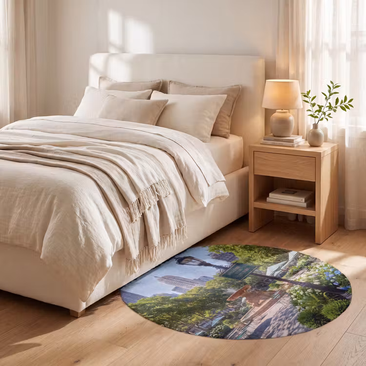Teppich - Park – Springbrunnen – Stadt – Natur - Park - Fontein - Stad - Natuur Vloerkleed Rond klein
