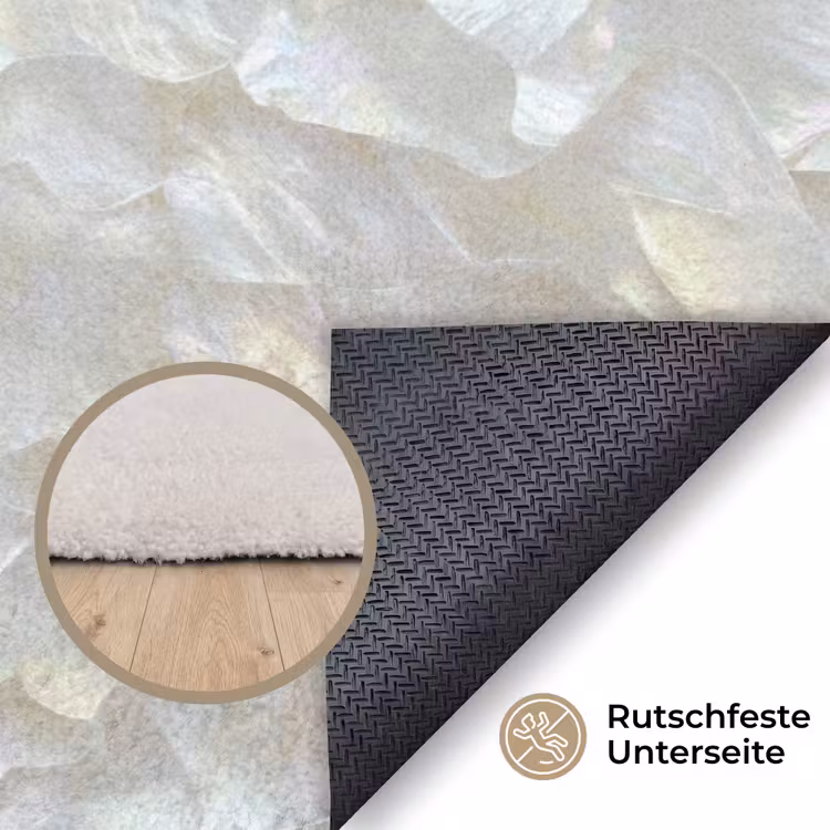 Parelmoerglans - Wit - Schelp Vloerkleed Rechthoek klein 1091 -uniquesellingpoint_antislip_DE_DE