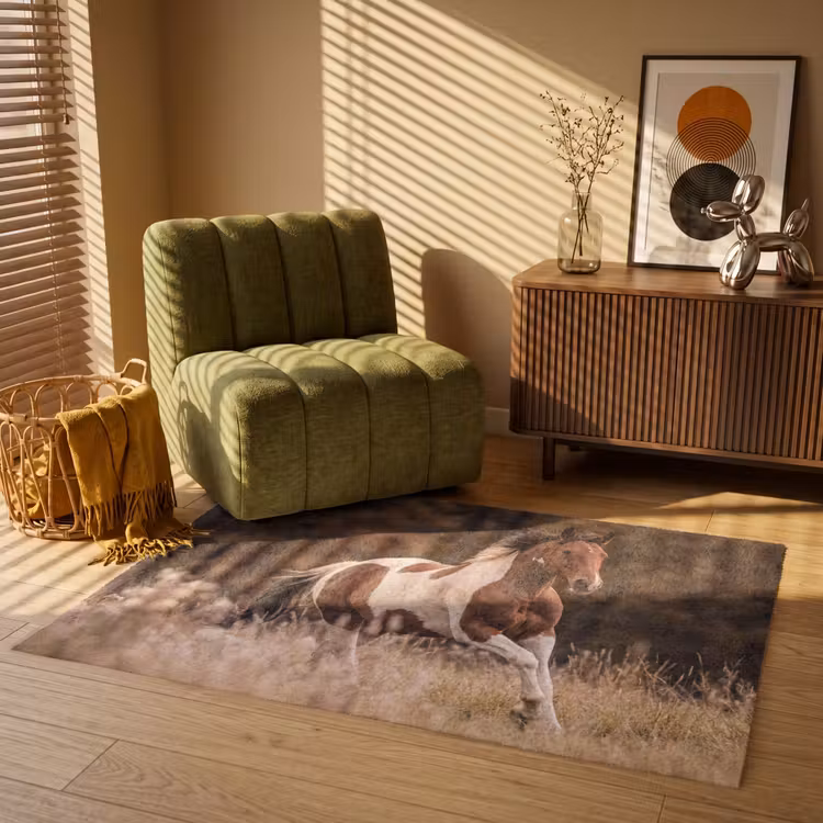 Paard - Bruin - Gras Vloerkleed Rechthoek klein -atmosphere_sfeer1_global