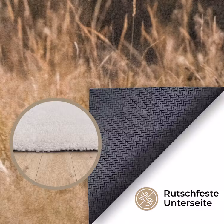 Paard - Bruin - Gras Vloerkleed Rechthoek klein -uniquesellingpoint_antislip_DE_DE