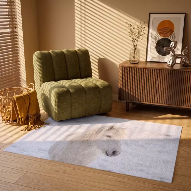 Paard - Kop - Winter - Dieren - Wit Vloerkleed Rechthoek klein -atmosphere_sfeer1_global
