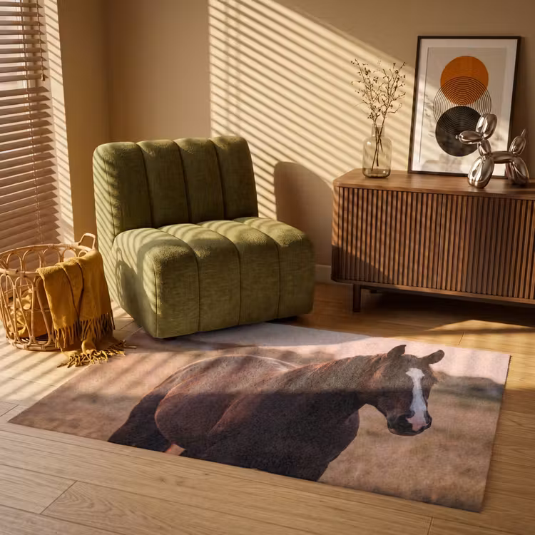 Paard - Zonsondergang - Bruin Vloerkleed Rechthoek klein -atmosphere_sfeer1_global