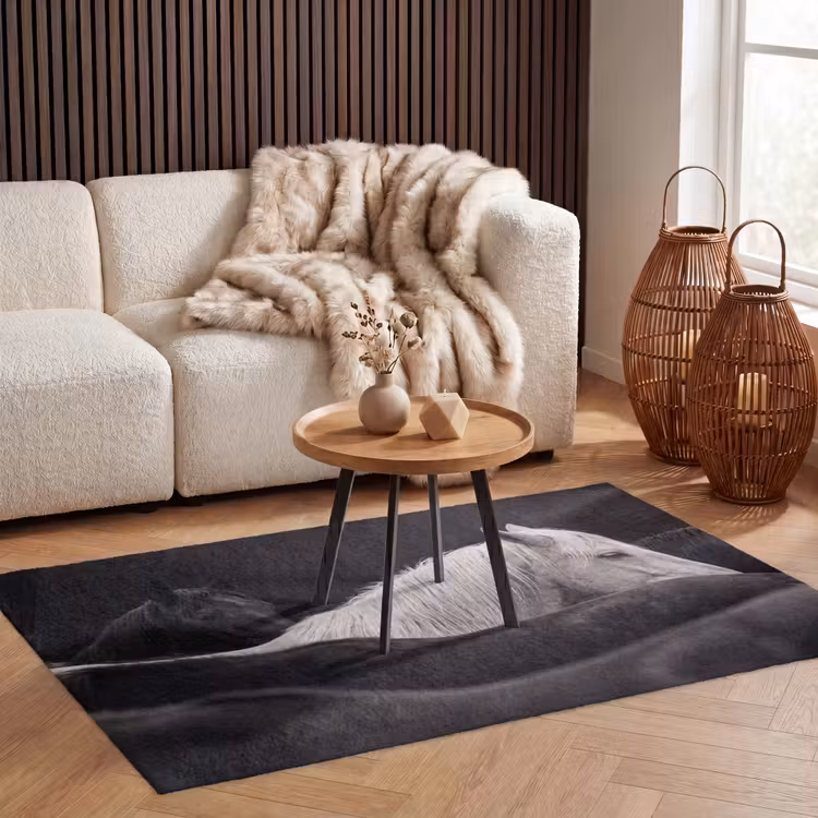 Paarden - Zwart - Wit - Kudde Vloerkleed Rechthoek klein -atmosphere_sfeer2_global