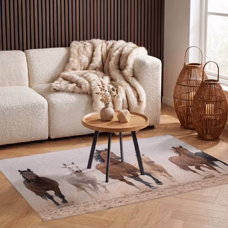Kudde paarden - Stofwolk - Bruin - Zwart Vloerkleed Rechthoek klein -atmosphere_sfeer2_global