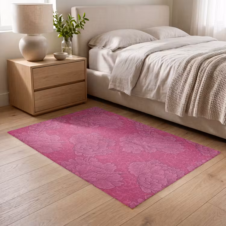 Pioenrozen - Energiek - Roze Vloerkleed Rechthoek klein 1091 -atmosphere_sfeer3_global