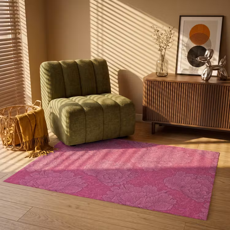 Pioenrozen - Energiek - Roze Vloerkleed Rechthoek klein 1091 -atmosphere_sfeer1_global