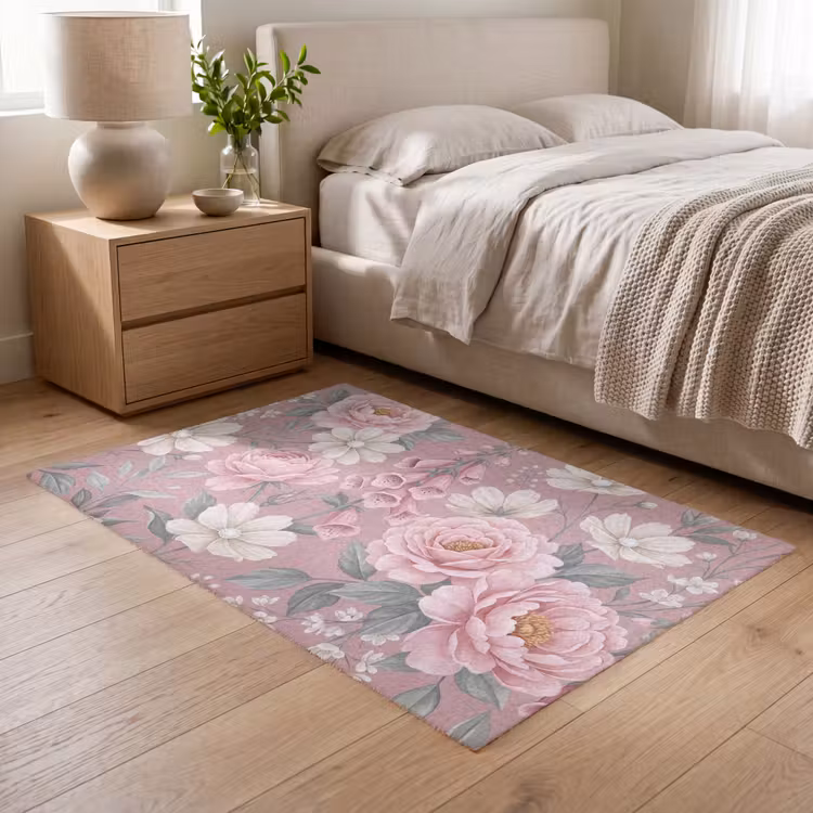 Pioenrozen - Vingerhoedskruid - Pink Vloerkleed Rechthoek klein -atmosphere_sfeer3_global