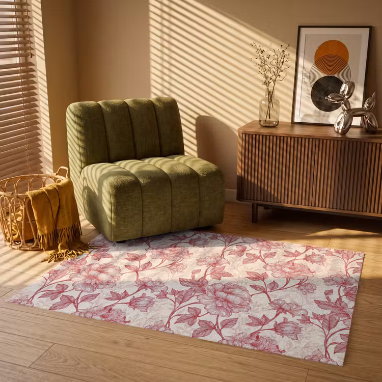 Pioenrozen - Modern - Rood Vloerkleed Rechthoek klein 1091 -atmosphere_sfeer1_global