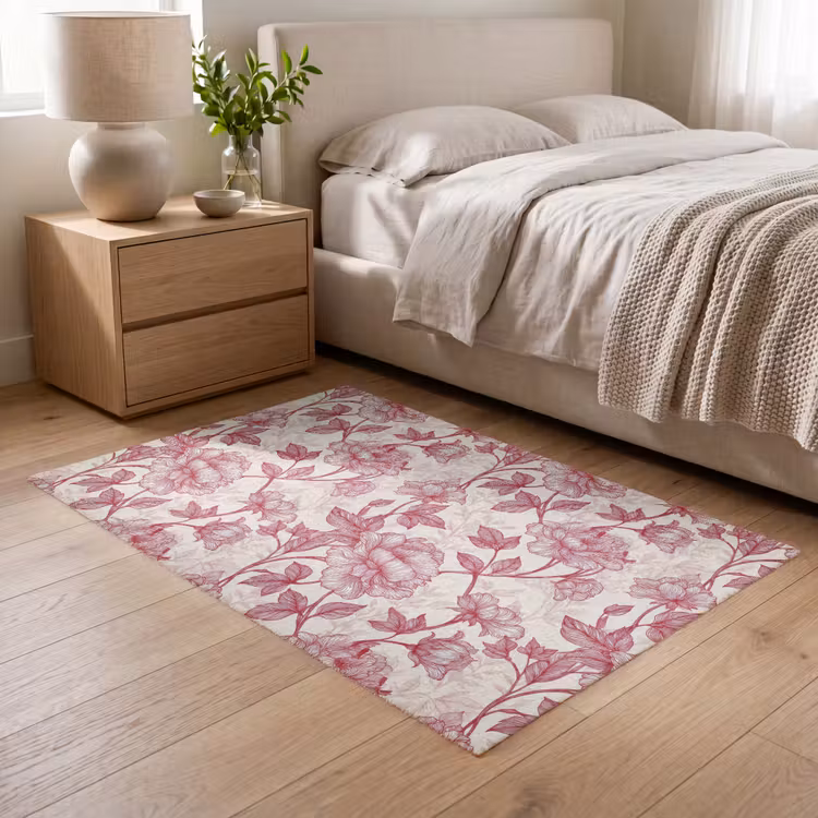 Pioenrozen - Modern - Rood Vloerkleed Rechthoek klein 1091 -atmosphere_sfeer3_global