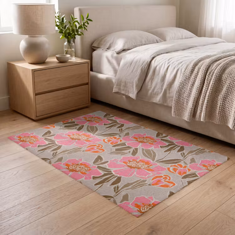 Pioenrozen - Patroon - Roze Vloerkleed Rechthoek klein 1091 -atmosphere_sfeer3_global