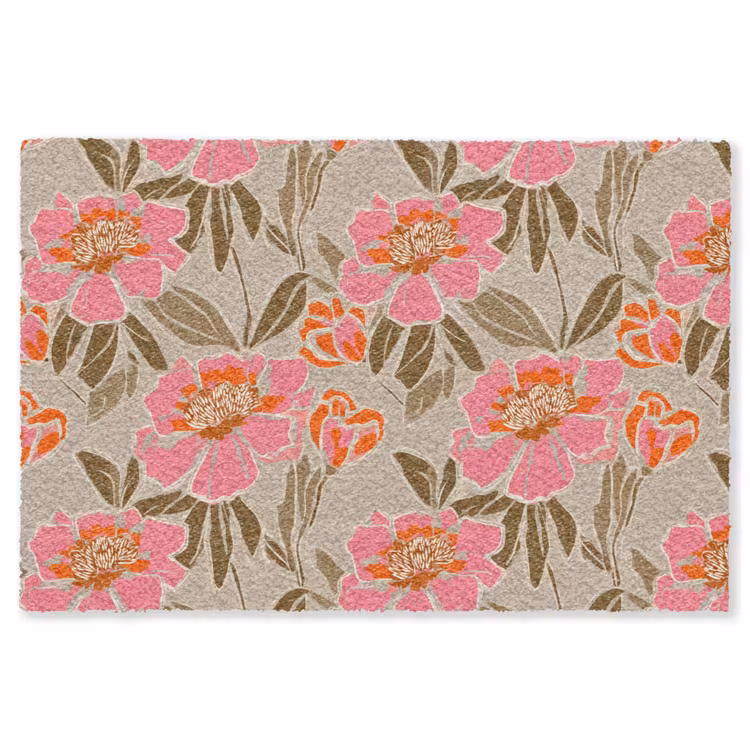 Pioenrozen - Patroon - Roze Vloerkleed Rechthoek klein 1091 -3d
