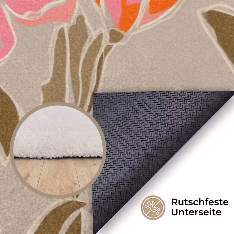 Pioenrozen - Patroon - Roze Vloerkleed Rechthoek klein 1091 -uniquesellingpoint_antislip_DE_DE