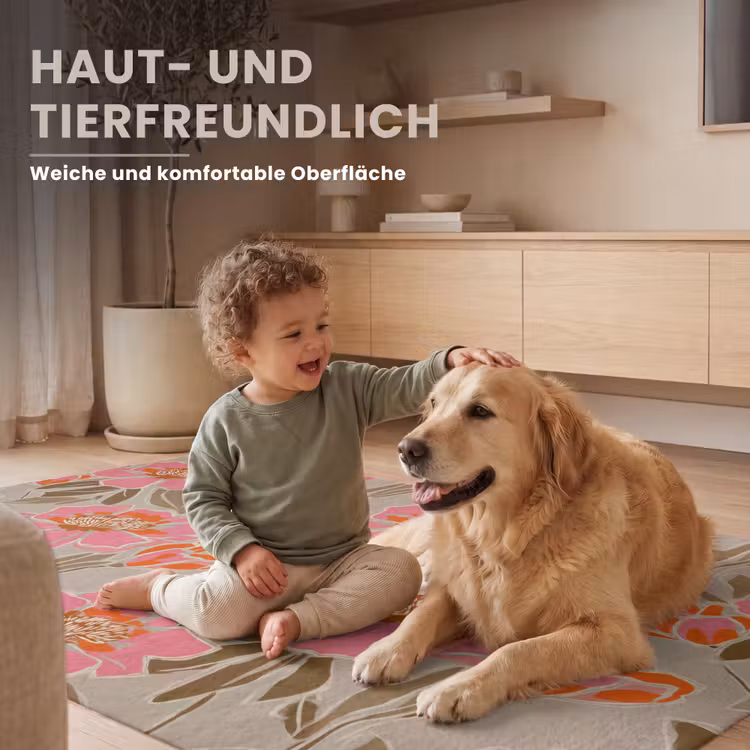 Pioenrozen - Patroon - Roze Vloerkleed Rechthoek klein 1091 -uniquesellingpoint_zacht_DE