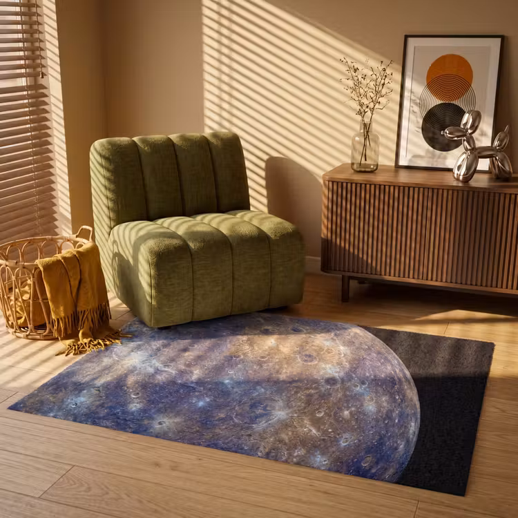 Teppich - Planet – Krater – Weltraum - Planeet - Kraters - Ruimte Vloerkleed Rechthoek klein