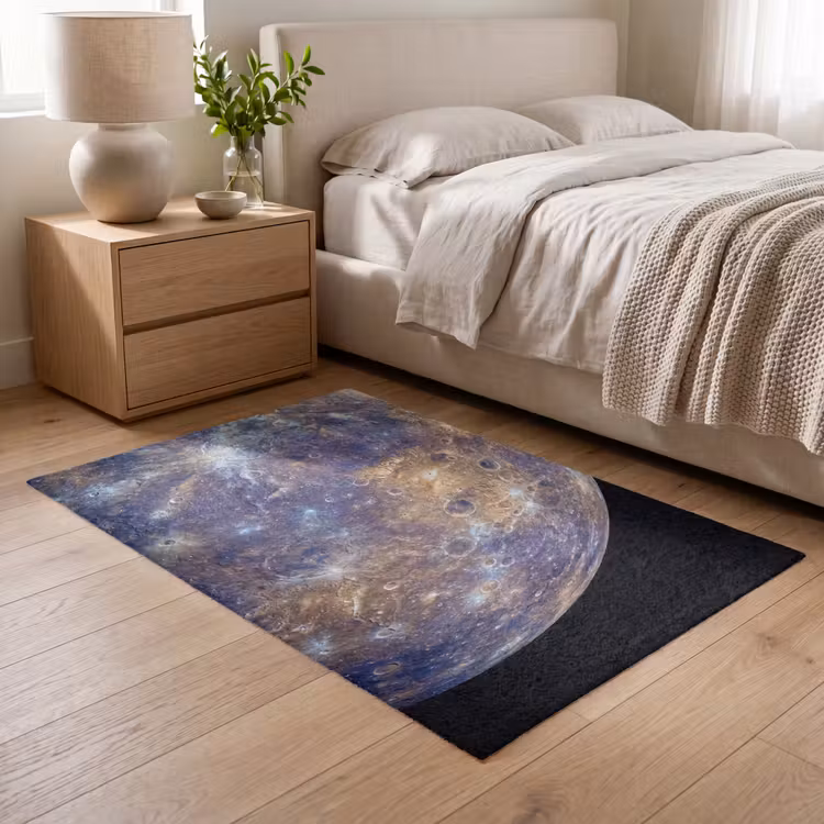 Teppich - Planet – Krater – Weltraum - Planeet - Kraters - Ruimte Vloerkleed Rechthoek klein