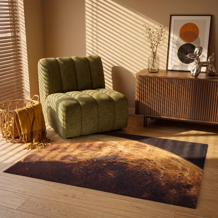 Teppich - Planet – Weltraum – Orange - Planeet - Ruimte - Oranje Vloerkleed Rechthoek klein