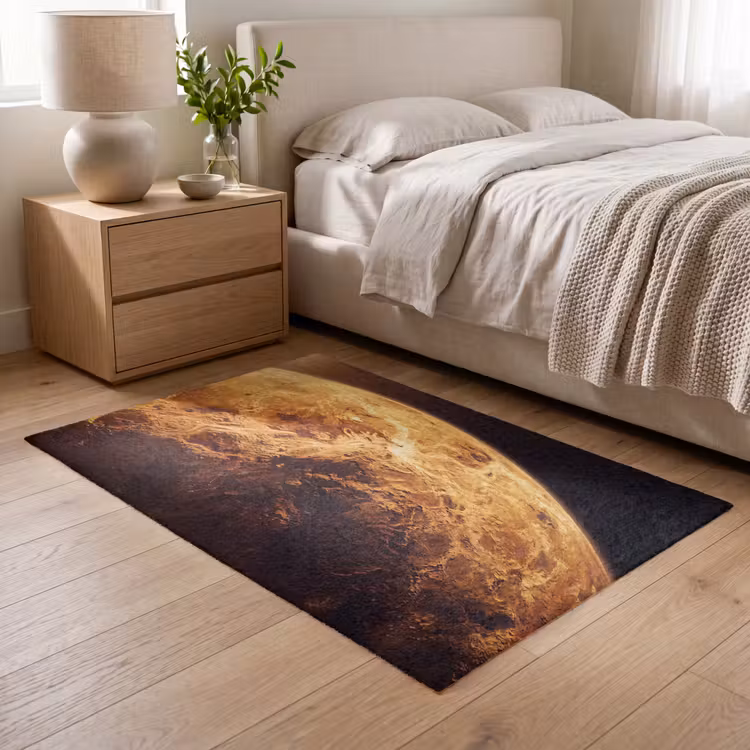 Teppich - Planet – Weltraum – Orange - Planeet - Ruimte - Oranje Vloerkleed Rechthoek klein