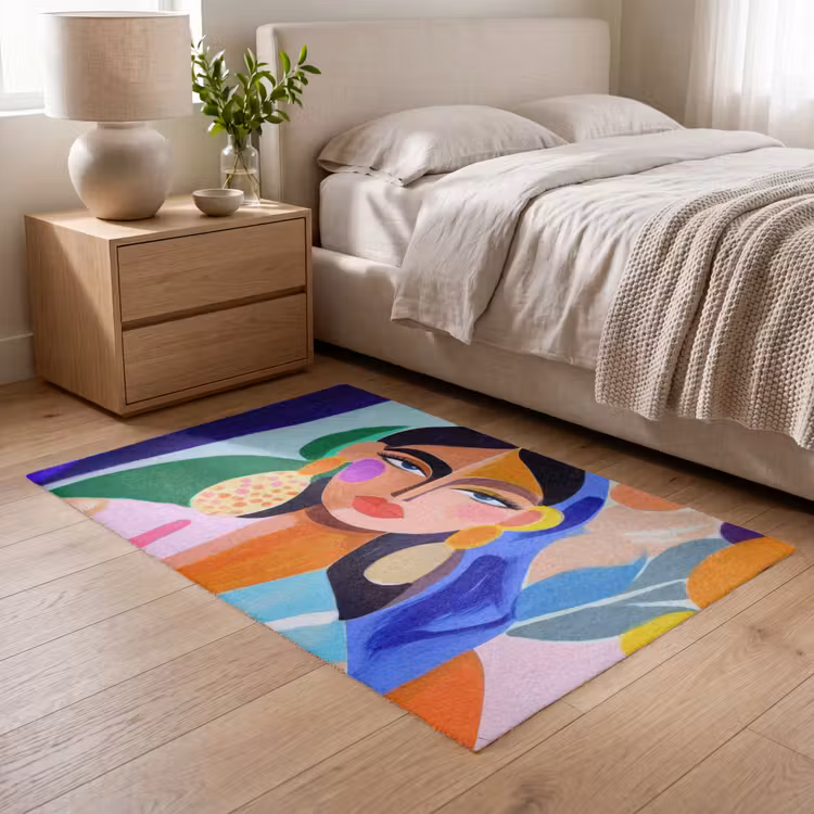 Portret - Vrouw - Modern Vloerkleed Rechthoek klein -atmosphere_sfeer3_global