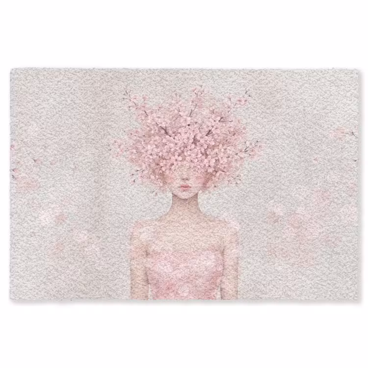 Portret - Kersenbloesem - Roze Vloerkleed Rechthoek klein -3d