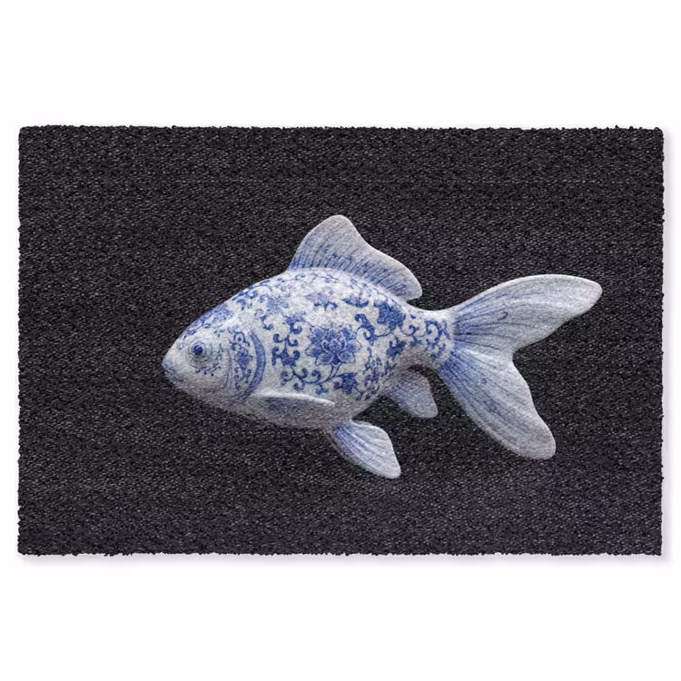 Porselein - Goudvis - Delfts - Blauw Vloerkleed Rechthoek klein -3d