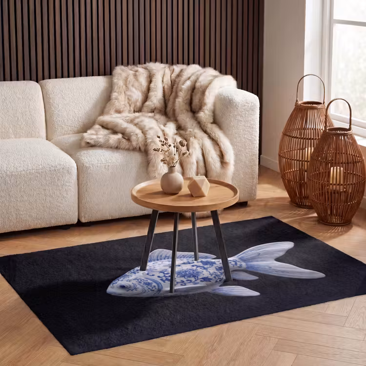 Porselein - Goudvis - Delfts - Blauw Vloerkleed Rechthoek klein -atmosphere_sfeer2_global