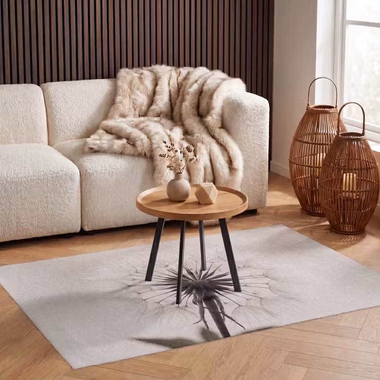 Paardenbloem - Minimalistisch - Wit Vloerkleed Rechthoek klein -atmosphere_sfeer2_global