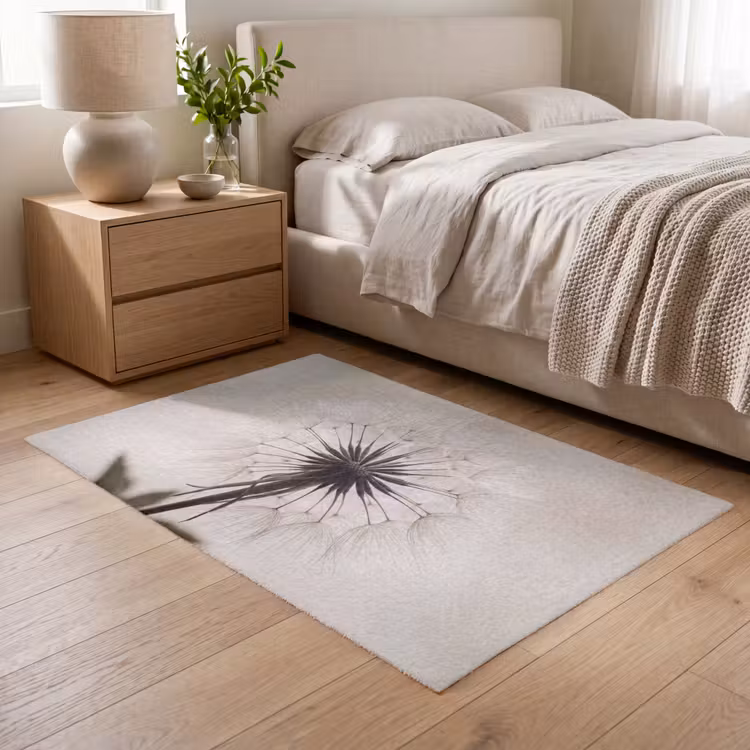 Paardenbloem - Minimalistisch - Wit Vloerkleed Rechthoek klein -atmosphere_sfeer3_global