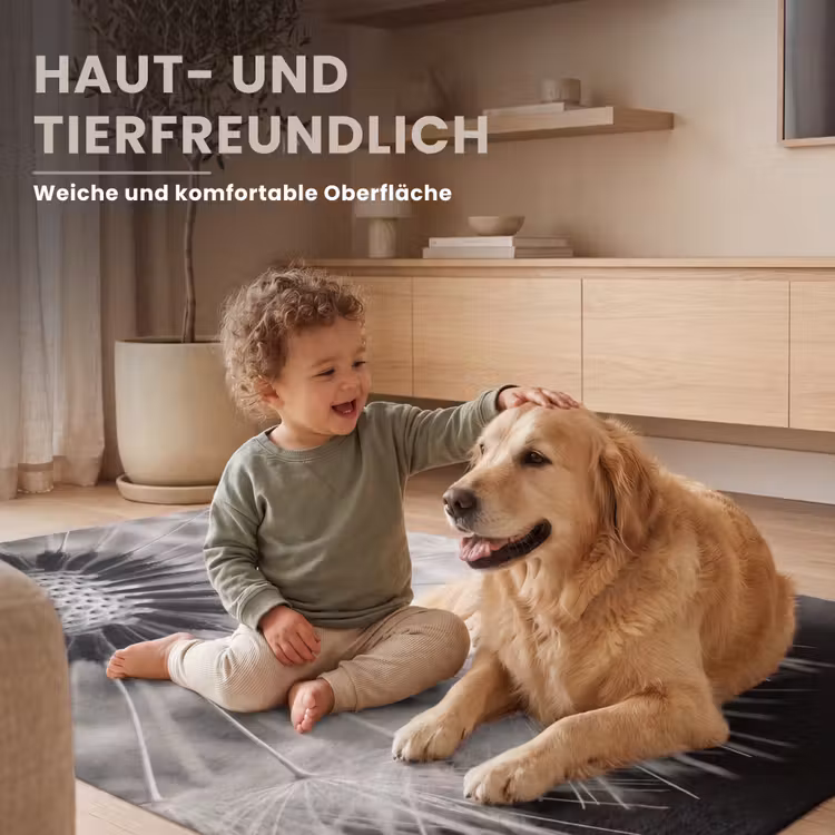 Paardenbloem - Zwart - Wit Vloerkleed Rechthoek klein -uniquesellingpoint_zacht_DE