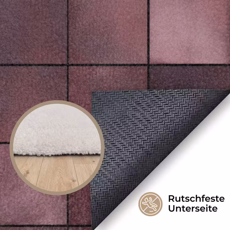 Vierkant - Tegel - Patroon - Paars Vloerkleed Rechthoek klein 1091 -uniquesellingpoint_antislip_DE_DE