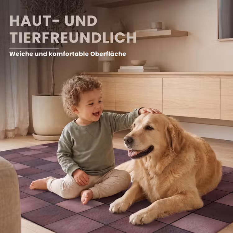 Vierkant - Tegel - Patroon - Paars Vloerkleed Rechthoek klein 1091 -uniquesellingpoint_zacht_DE