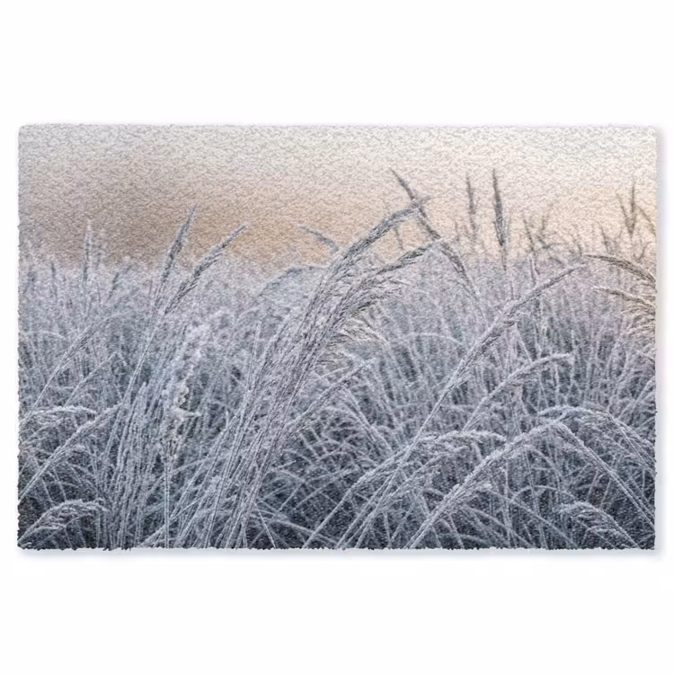 Rijp - Gras - Kristallen - Winter - Minimalistisch Vloerkleed Rechthoek klein -3d