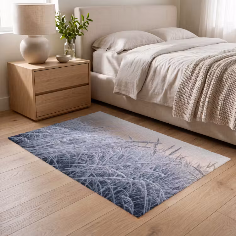 Rijp - Gras - Kristallen - Winter - Minimalistisch Vloerkleed Rechthoek klein -atmosphere_sfeer3_global