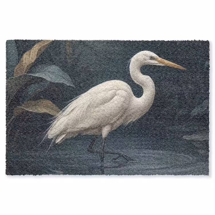 Reiger - Water - Natuur - Modern - Wit Vloerkleed Rechthoek klein -3d