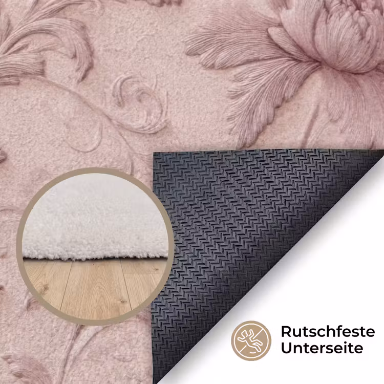 Reliëf - Pioenrozen - Roze Vloerkleed Rechthoek klein 1091 -uniquesellingpoint_antislip_DE_DE
