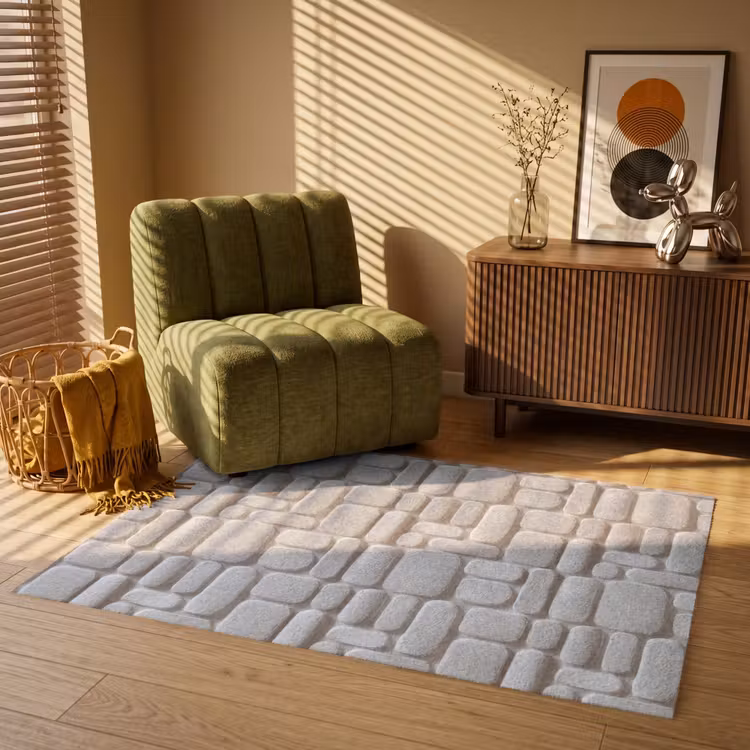 Reliëf - Structuur - Wit Vloerkleed Rechthoek klein 1091 -atmosphere_sfeer1_global