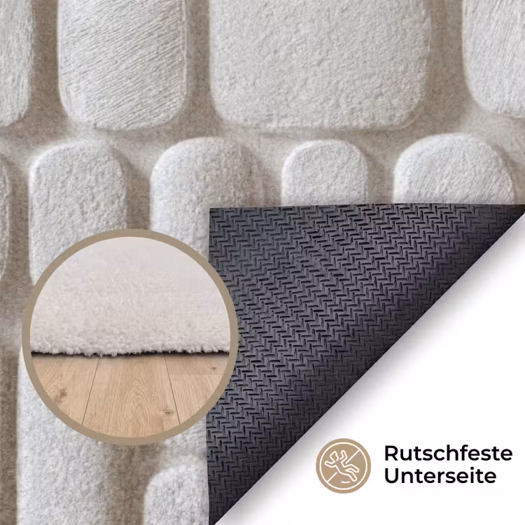 Reliëf - Structuur - Wit Vloerkleed Rechthoek klein 1091 -uniquesellingpoint_antislip_DE_DE