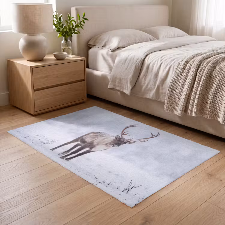 Rendier - Gewei - Toendra - Sneeuw - Wild Vloerkleed Rechthoek klein -atmosphere_sfeer3_global