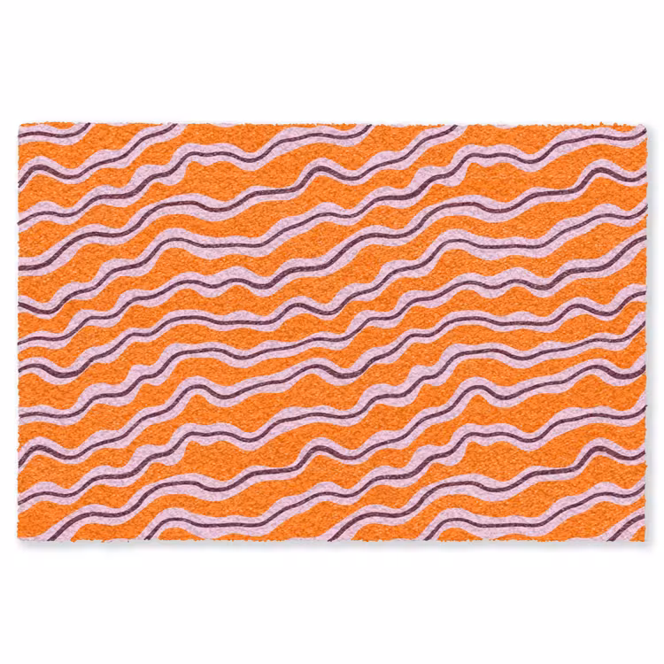 Retro - Golvend - Oranje Vloerkleed Rechthoek klein 1091 -3d
