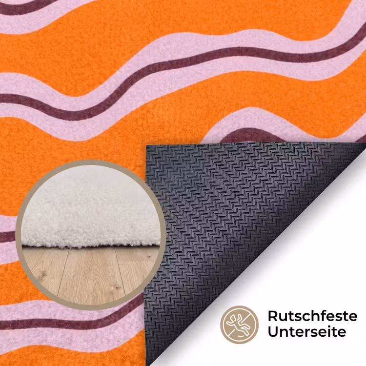 Retro - Golvend - Oranje Vloerkleed Rechthoek klein 1091 -uniquesellingpoint_antislip_DE_DE