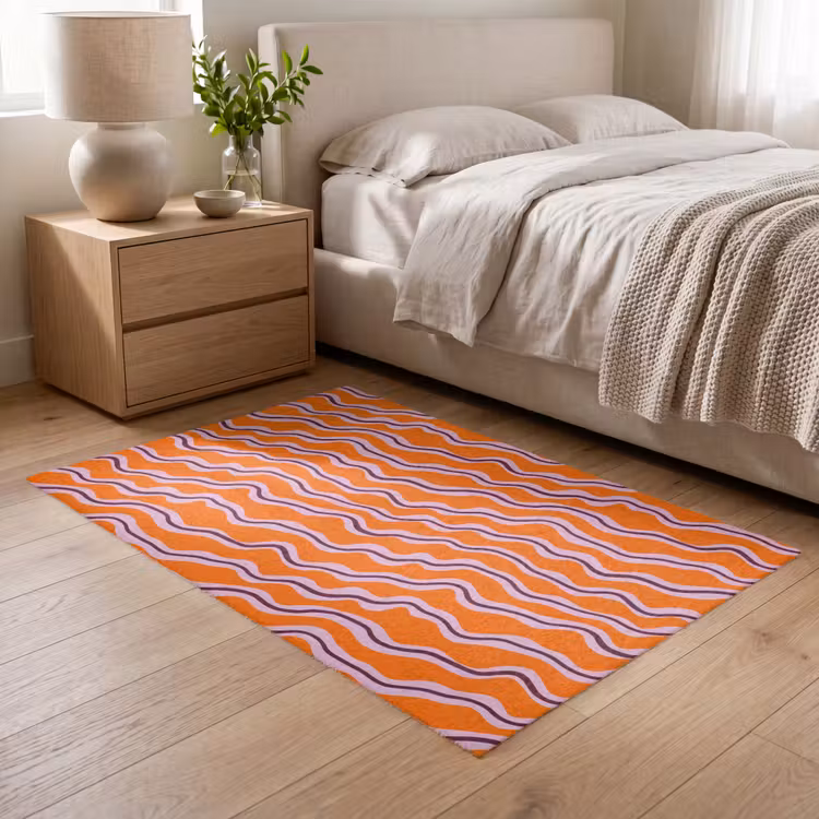 Retro - Golvend - Oranje Vloerkleed Rechthoek klein 1091 -atmosphere_sfeer3_global