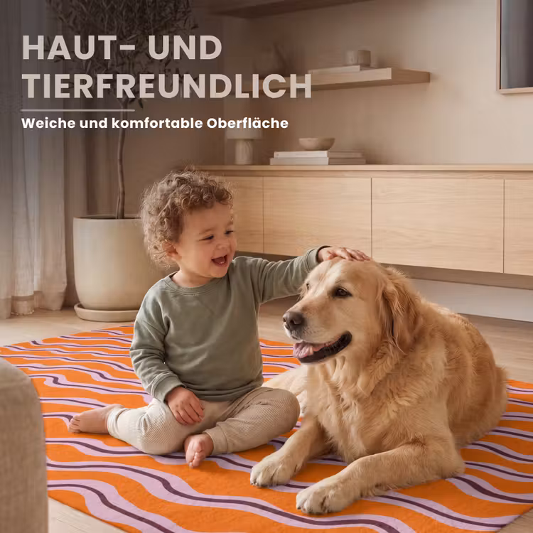 Retro - Golvend - Oranje Vloerkleed Rechthoek klein 1091 -uniquesellingpoint_zacht_DE
