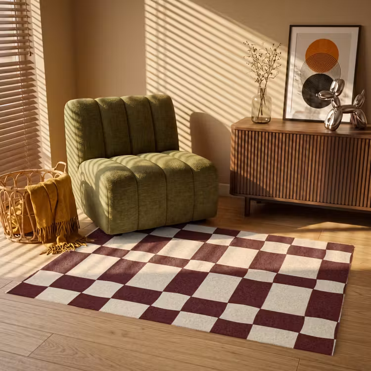 Retro - Patroon - Bruin Vloerkleed Rechthoek klein 1091 -atmosphere_sfeer1_global