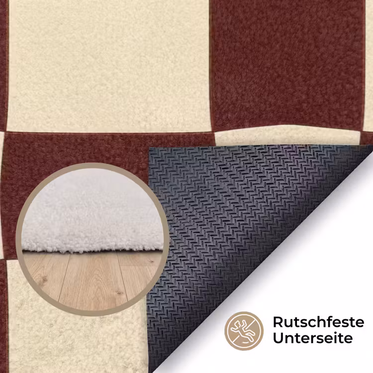 Retro - Patroon - Bruin Vloerkleed Rechthoek klein 1091 -uniquesellingpoint_antislip_DE_DE